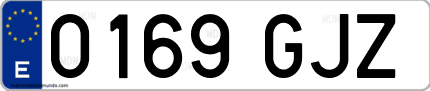 Ejemplo de matrícula de coche ordinaria 0169 GJZ