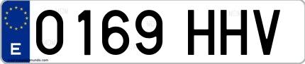 Ejemplo de matrícula española 0169 HHV