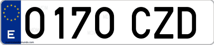 Ejemplo de matrícula de coche ordinaria 0170 CZD