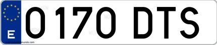 Ejemplo de matrícula española 0170 DTS