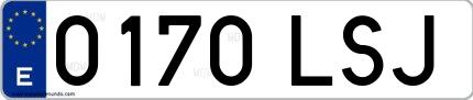 Ejemplo de matrícula española 0170 LSJ
