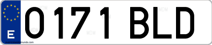 Ejemplo de matrícula de coche ordinaria 0171 BLD