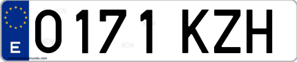Ejemplo de matrícula de coche ordinaria 0171 KZH