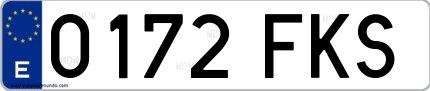 Ejemplo de matrícula española 0172 FKS