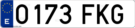Ejemplo de matrícula de coche ordinaria 0173 FKG