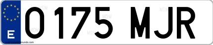 Ejemplo de matrícula española 0175 MJR