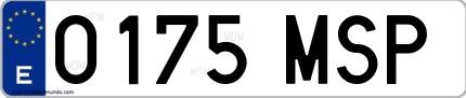 Ejemplo de matrícula española 0175 MSP