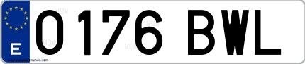 Ejemplo de matrícula española 0176 BWL