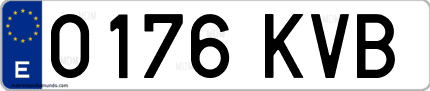 Ejemplo de matrícula de coche ordinaria 0176 KVB