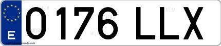 Ejemplo de matrícula española 0176 LLX