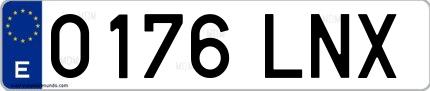 Ejemplo de matrícula española 0176 LNX
