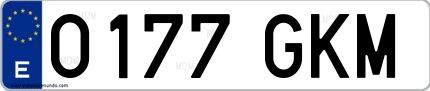 Ejemplo de matrícula española 0177 GKM
