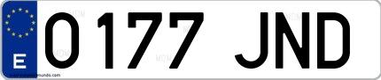 Ejemplo de matrícula española 0177 JND