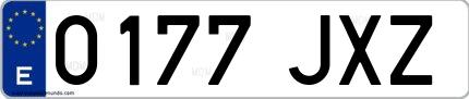 Ejemplo de matrícula española 0177 JXZ