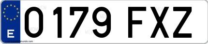 Ejemplo de matrícula española 0179 FXZ