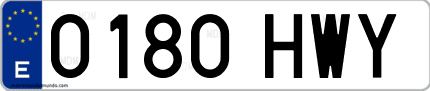 Ejemplo de matrícula de coche ordinaria 0180 HWY