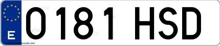 Ejemplo de matrícula española 0181 HSD