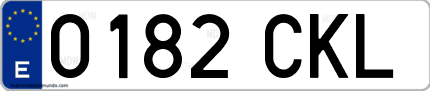 Ejemplo de matrícula de coche ordinaria 0182 CKL