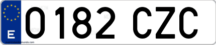 Ejemplo de matrícula de coche ordinaria 0182 CZC