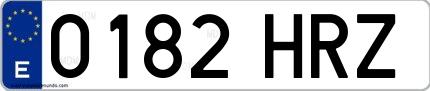Ejemplo de matrícula española 0182 HRZ