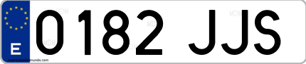 Ejemplo de matrícula de coche ordinaria 0182 JJS