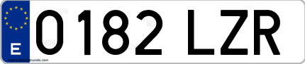 Ejemplo de matrícula de coche ordinaria 0182 LZR