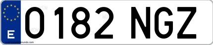 Ejemplo de matrícula española 0182 NGZ