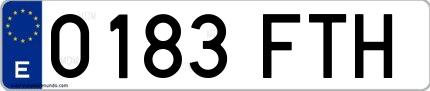 Ejemplo de matrícula española 0183 FTH