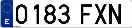 Ejemplo de matrícula de coche ordinaria 0183 FXN