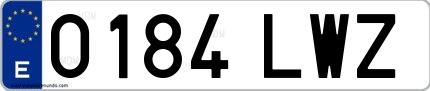 Ejemplo de matrícula española 0184 LWZ