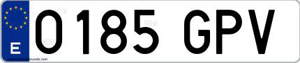 Ejemplo de matrícula española 0185 GPV