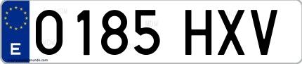 Ejemplo de matrícula española 0185 HXV