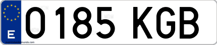 Ejemplo de matrícula de coche ordinaria 0185 KGB