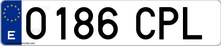 Ejemplo de matrícula de coche ordinaria 0186 CPL