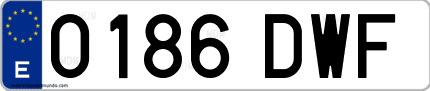 Ejemplo de matrícula de coche ordinaria 0186 DWF