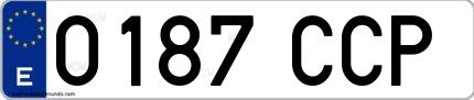 Ejemplo de matrícula española 0187 CCP