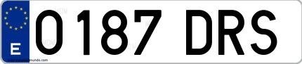 Ejemplo de matrícula española 0187 DRS