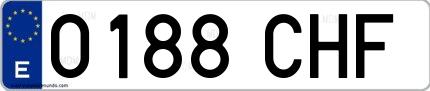 Ejemplo de matrícula española 0188 CHF