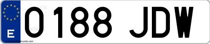 Ejemplo de matrícula española 0188 JDW