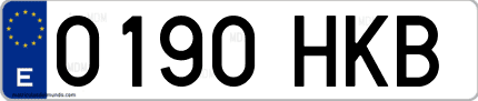 Ejemplo de matrícula de coche ordinaria 0190 HKB