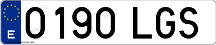 Ejemplo de matrícula de coche ordinaria 0190 LGS
