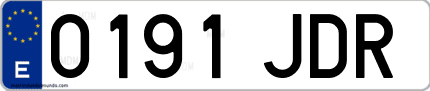 Ejemplo de matrícula de coche ordinaria 0191 JDR