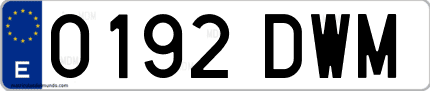 Ejemplo de matrícula de coche ordinaria 0192 DWM