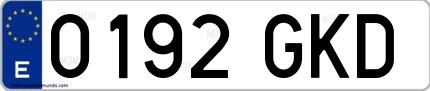 Ejemplo de matrícula española 0192 GKD
