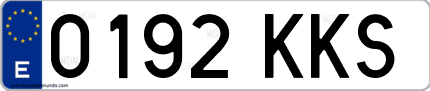 Ejemplo de matrícula de coche ordinaria 0192 KKS