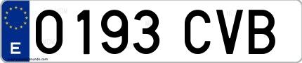 Ejemplo de matrícula española 0193 CVB