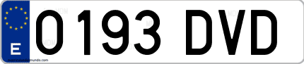 Ejemplo de matrícula de coche ordinaria 0193 DVD
