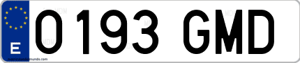 Ejemplo de matrícula de coche ordinaria 0193 GMD