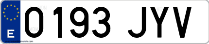 Ejemplo de matrícula de coche ordinaria 0193 JYV