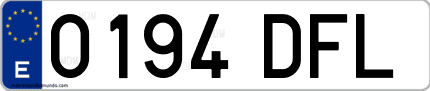 Ejemplo de matrícula de coche ordinaria 0194 DFL